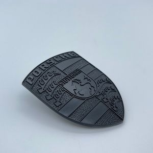 Refinished Hood Crest Emblem Badge fit 911 992 996 997 SO BLACK MATTE BLACK